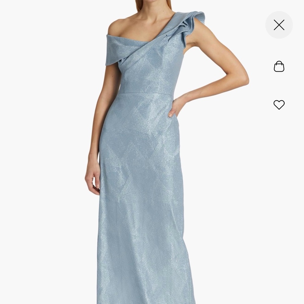 Teri Jon One Shoulder Light Blue Dress